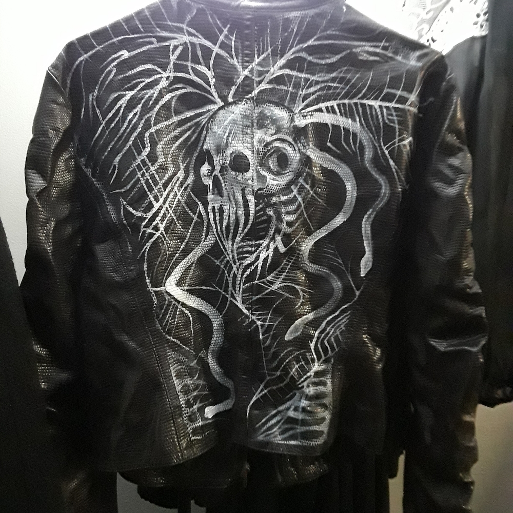 Painted snake print pleather Jacket